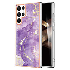 Coque Silicone Motif Fantaisie Souple Couleur Unie Etui Housse Y11B pour Samsung Galaxy S25 Ultra 5G Violet