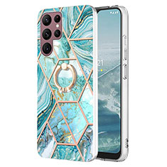 Coque Silicone Motif Fantaisie Souple Couleur Unie Etui Housse Y13B pour Samsung Galaxy S22 Ultra 5G Cyan