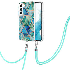 Coque Silicone Motif Fantaisie Souple Couleur Unie Etui Housse Y18B pour Samsung Galaxy S21 FE 5G Bleu