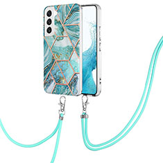 Coque Silicone Motif Fantaisie Souple Couleur Unie Etui Housse Y18B pour Samsung Galaxy S21 FE 5G Cyan