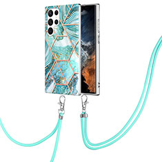 Coque Silicone Motif Fantaisie Souple Couleur Unie Etui Housse Y18B pour Samsung Galaxy S21 Ultra 5G Cyan