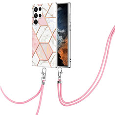 Coque Silicone Motif Fantaisie Souple Couleur Unie Etui Housse Y18B pour Samsung Galaxy S21 Ultra 5G Rose