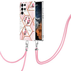 Coque Silicone Motif Fantaisie Souple Couleur Unie Etui Housse Y19B pour Samsung Galaxy S21 Ultra 5G Rose