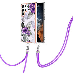 Coque Silicone Motif Fantaisie Souple Couleur Unie Etui Housse Y20B pour Samsung Galaxy S21 Ultra 5G Violet