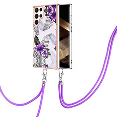 Coque Silicone Motif Fantaisie Souple Couleur Unie Etui Housse Y20B pour Samsung Galaxy S24 Ultra 5G Violet