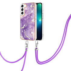 Coque Silicone Motif Fantaisie Souple Couleur Unie Etui Housse Y21B pour Samsung Galaxy S21 5G Violet