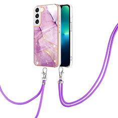 Coque Silicone Motif Fantaisie Souple Couleur Unie Etui Housse Y21B pour Samsung Galaxy S21 Plus 5G Violet Clair