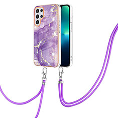 Coque Silicone Motif Fantaisie Souple Couleur Unie Etui Housse Y21B pour Samsung Galaxy S21 Ultra 5G Violet