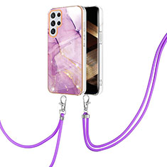 Coque Silicone Motif Fantaisie Souple Couleur Unie Etui Housse Y21B pour Samsung Galaxy S24 Ultra 5G Violet Clair