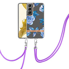 Coque Silicone Motif Fantaisie Souple Couleur Unie Etui Housse Y22B pour Samsung Galaxy S21 5G Bleu