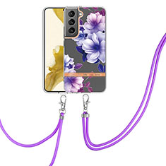 Coque Silicone Motif Fantaisie Souple Couleur Unie Etui Housse Y22B pour Samsung Galaxy S21 5G Violet