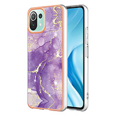 Coque Silicone Motif Fantaisie Souple Couleur Unie Etui Housse YB1 pour Xiaomi Mi 11 Lite 4G Violet