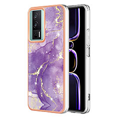 Coque Silicone Motif Fantaisie Souple Couleur Unie Etui Housse YB1 pour Xiaomi Redmi K60 5G Violet