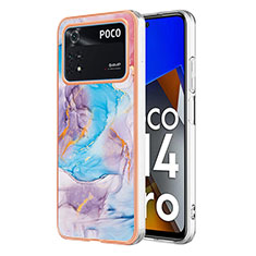 Coque Silicone Motif Fantaisie Souple Couleur Unie Etui Housse YB3 pour Xiaomi Poco M4 Pro 4G Bleu