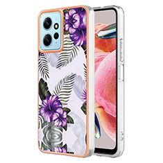 Coque Silicone Motif Fantaisie Souple Couleur Unie Etui Housse YB3 pour Xiaomi Redmi Note 12 4G Violet