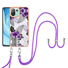 Coque Silicone Motif Fantaisie Souple Couleur Unie Etui Housse YB4 pour Xiaomi Mi 11 Lite 4G Violet