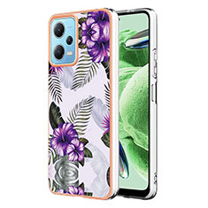 Coque Silicone Motif Fantaisie Souple Couleur Unie Etui Housse YB4 pour Xiaomi Redmi Note 12 5G Violet