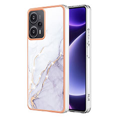 Coque Silicone Motif Fantaisie Souple Couleur Unie Etui Housse YB5 pour Xiaomi Poco F5 5G Blanc