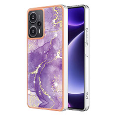 Coque Silicone Motif Fantaisie Souple Couleur Unie Etui Housse YB5 pour Xiaomi Poco F5 5G Violet