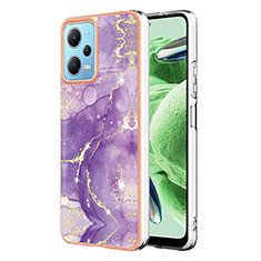 Coque Silicone Motif Fantaisie Souple Couleur Unie Etui Housse YB5 pour Xiaomi Redmi Note 12 5G Violet