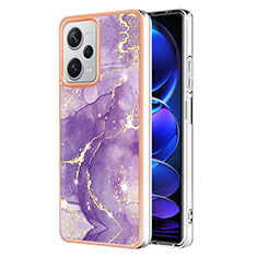 Coque Silicone Motif Fantaisie Souple Couleur Unie Etui Housse YB5 pour Xiaomi Redmi Note 12 Pro+ Plus 5G Violet