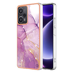 Coque Silicone Motif Fantaisie Souple Couleur Unie Etui Housse YB5 pour Xiaomi Redmi Note 12 Turbo 5G Violet Clair