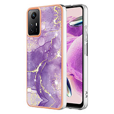 Coque Silicone Motif Fantaisie Souple Couleur Unie Etui Housse YB5 pour Xiaomi Redmi Note 12S Violet