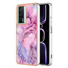 Coque Silicone Motif Fantaisie Souple Couleur Unie Etui Housse YB7 pour Xiaomi Poco F5 Pro 5G Violet Clair