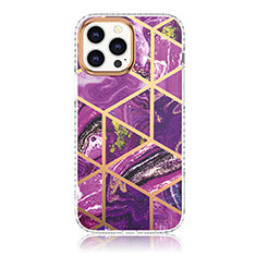 Coque Silicone Motif Fantaisie Souple Couleur Unie Etui Housse YJ1 pour Apple iPhone 13 Pro Max Violet