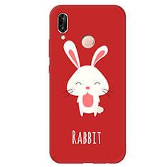 Coque Silicone Motif Fantaisie Souple Couleur Unie Housse Etui pour Huawei P20 Lite Rouge