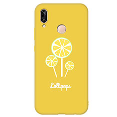 Coque Silicone Motif Fantaisie Souple Couleur Unie Housse Etui S01 pour Huawei Nova 3e Jaune