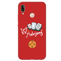 Coque Silicone Motif Fantaisie Souple Couleur Unie Housse Etui S01 pour Huawei P20 Lite Rouge