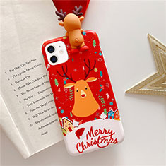 Coque Silicone Motif Noel Souple Couleur Unie Etui Housse S01 pour Apple iPhone 12 Mini Rouge