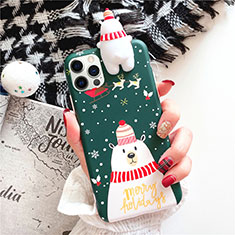 Coque Silicone Motif Noel Souple Couleur Unie Etui Housse S02 pour Apple iPhone 12 Pro Vert