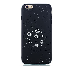 Coque Silicone Paillette Etoile Souple Couleur Unie Etui Housse pour Apple iPhone 6 Noir