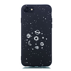 Coque Silicone Paillette Etoile Souple Couleur Unie Etui Housse pour Apple iPhone 7 Noir