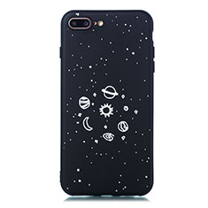 Coque Silicone Paillette Etoile Souple Couleur Unie Etui Housse pour Apple iPhone 8 Plus Noir