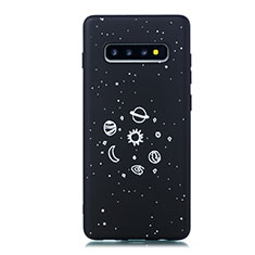 Coque Silicone Paillette Etoile Souple Couleur Unie Etui Housse pour Samsung Galaxy S10 Noir