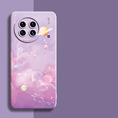 Coque Silicone Paillette Etoile Souple Couleur Unie Etui Housse pour Vivo X90 Pro+ Plus 5G Violet Clair