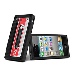 Coque Silicone Souple Cassette pour Apple iPhone 4S Noir