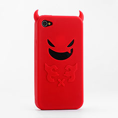 Coque Silicone Souple Demon Diable Masque pour Apple iPhone 4 Rouge