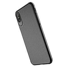 Coque Silicone Souple Housse Vague Line pour Apple iPhone Xs Noir