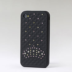 Coque Silicone Souple Strass Diamant Bling pour Apple iPhone 4 Noir