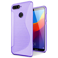 Coque Silicone Souple Transparente Vague S-Line Housse Etui pour Huawei Honor 7A Violet