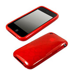 Coque Silicone Souple Vague Cercle Transparente pour Apple iPhone 3G 3GS Rouge