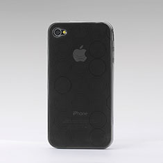 Coque Silicone Vague Cercle Souple Transparente pour Apple iPhone 4 Gris