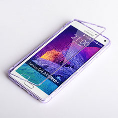 Coque Transparente Integrale Silicone Souple Portefeuille pour Samsung Galaxy Note 4 SM-N910F Violet