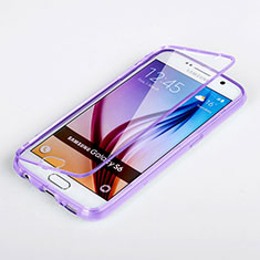 Coque Transparente Integrale Silicone Souple Portefeuille pour Samsung Galaxy S6 Duos SM-G920F G9200 Violet