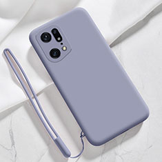 Coque Ultra Fine Silicone Souple 360 Degres Housse Etui pour Oppo Find X5 5G Gris Lavende