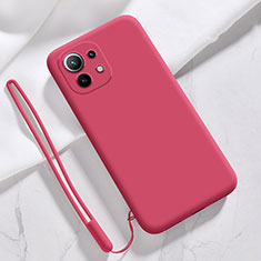 Coque Ultra Fine Silicone Souple 360 Degres Housse Etui pour Xiaomi Mi 11 Lite 4G Vin Rouge